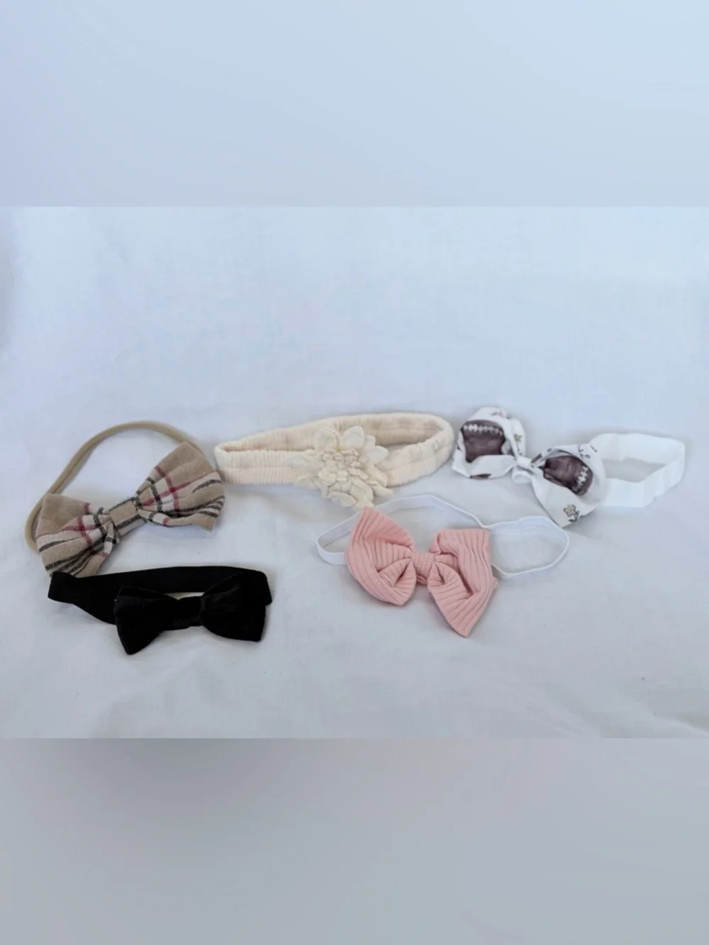 Baby Girl Headband Bundle – Neutral Bows, Soft Stretch, Infant/Toddler